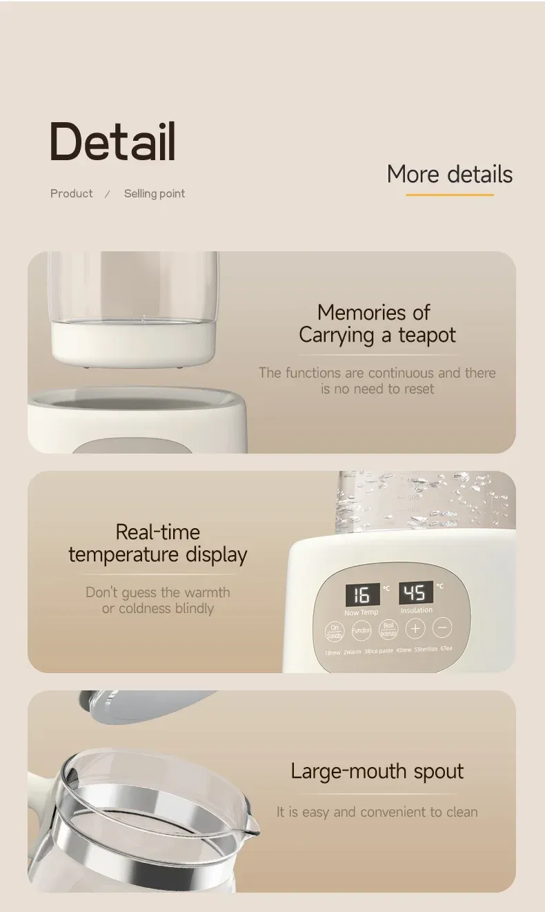 Bouilloire thermostatique, détails esthétiques