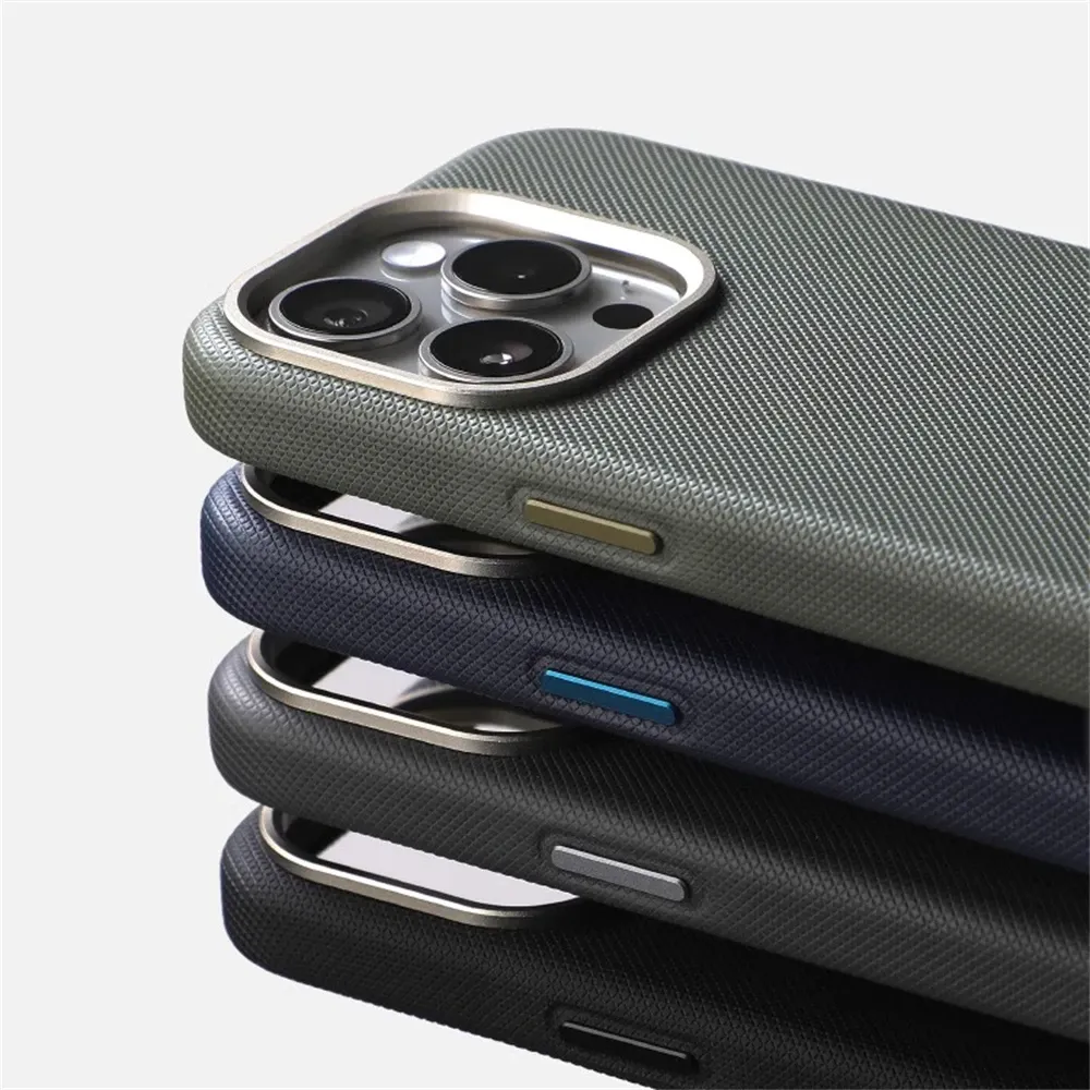 Étui magnétique en cuir PU avec cadre de protection d'objectif en alliage pour iPhone 18, 17, 16 Pro Max, 15, 14, 13, compatible avec la charge sans fil MagSafe 1
