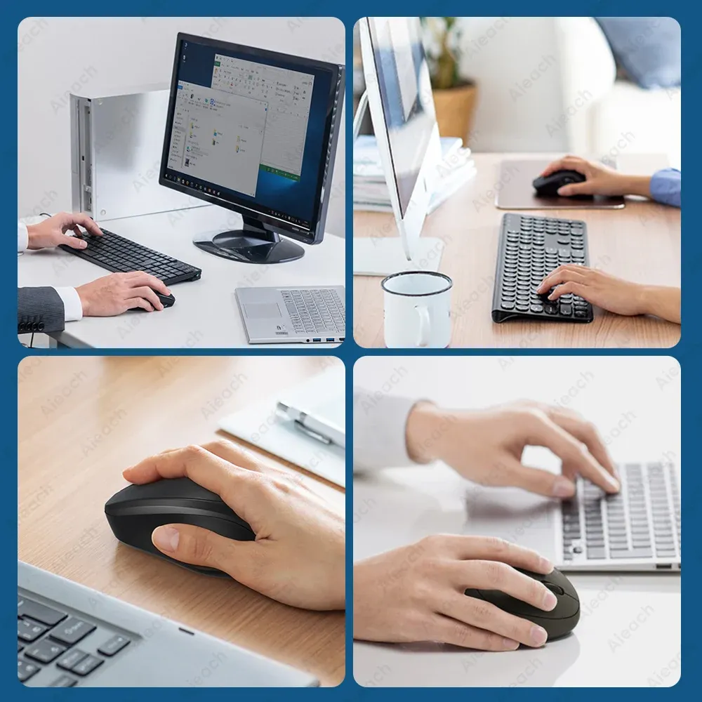 Souris Bluetooth sans fil portable compacte ergonomique 2,4 GHz USB silencieuse 1600 DPI rechargeable 500 mAh pour PC, tablette et ordinateur portable MacBook 2