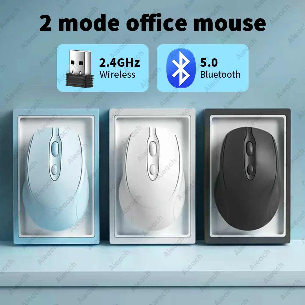 Souris Bluetooth sans fil portable compacte ergonomique 2,4 GHz USB silencieuse 1600 DPI rechargeable 500 mAh pour PC, tablette et ordinateur portable MacBook