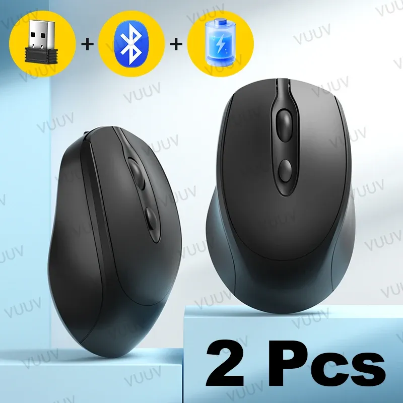 Souris Bluetooth sans fil portable compacte ergonomique 2,4 GHz USB silencieuse 1600 DPI rechargeable 500 mAh pour PC, tablette et ordinateur portable MacBook 14