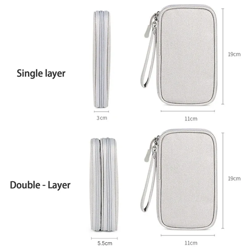 Pochette de rangement de voyage portable avec fermeture éclair et organisateur de câbles 2