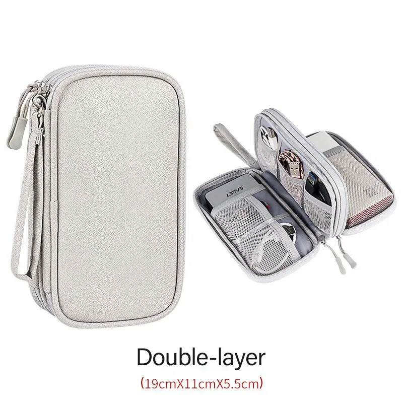 Pochette de rangement de voyage portable avec fermeture éclair et organisateur de câbles 13