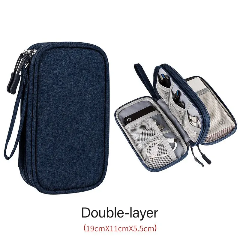 Pochette de rangement de voyage portable avec fermeture éclair et organisateur de câbles 12