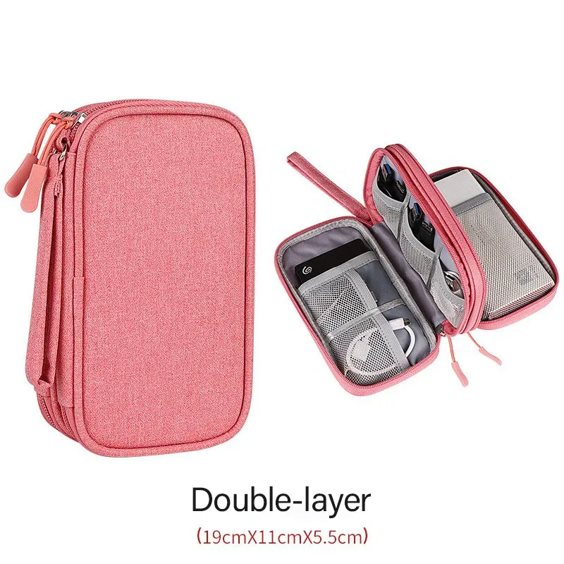 Pochette de rangement de voyage portable avec fermeture éclair et organisateur de câbles 11