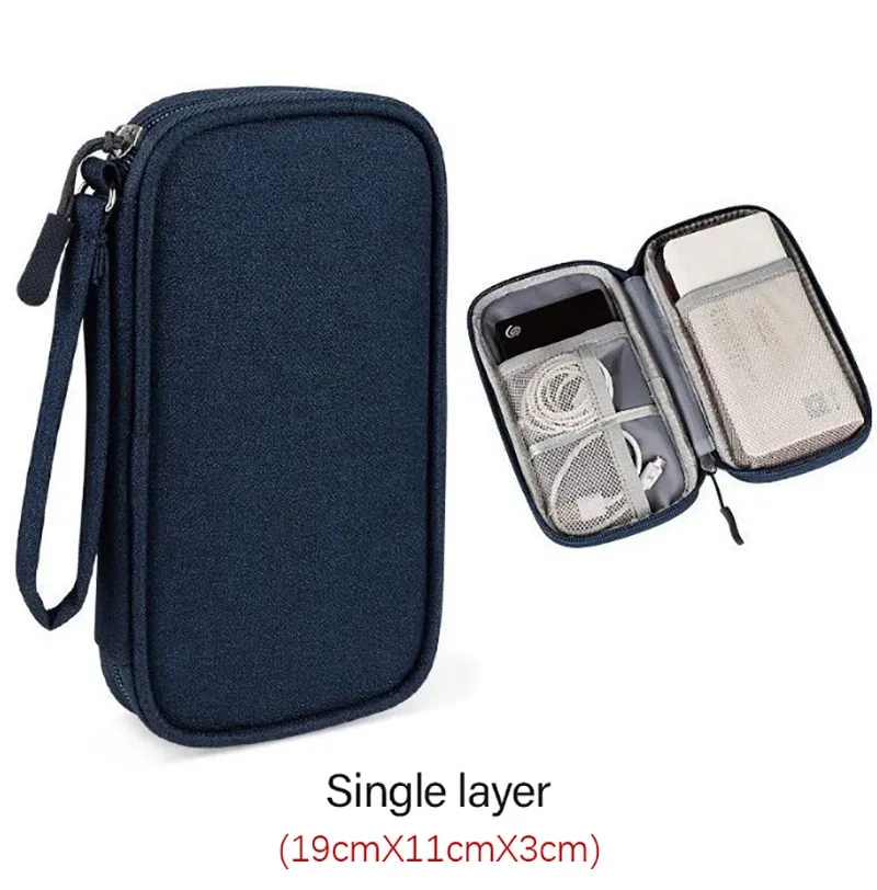 Pochette de rangement de voyage portable avec fermeture éclair et organisateur de câbles 8