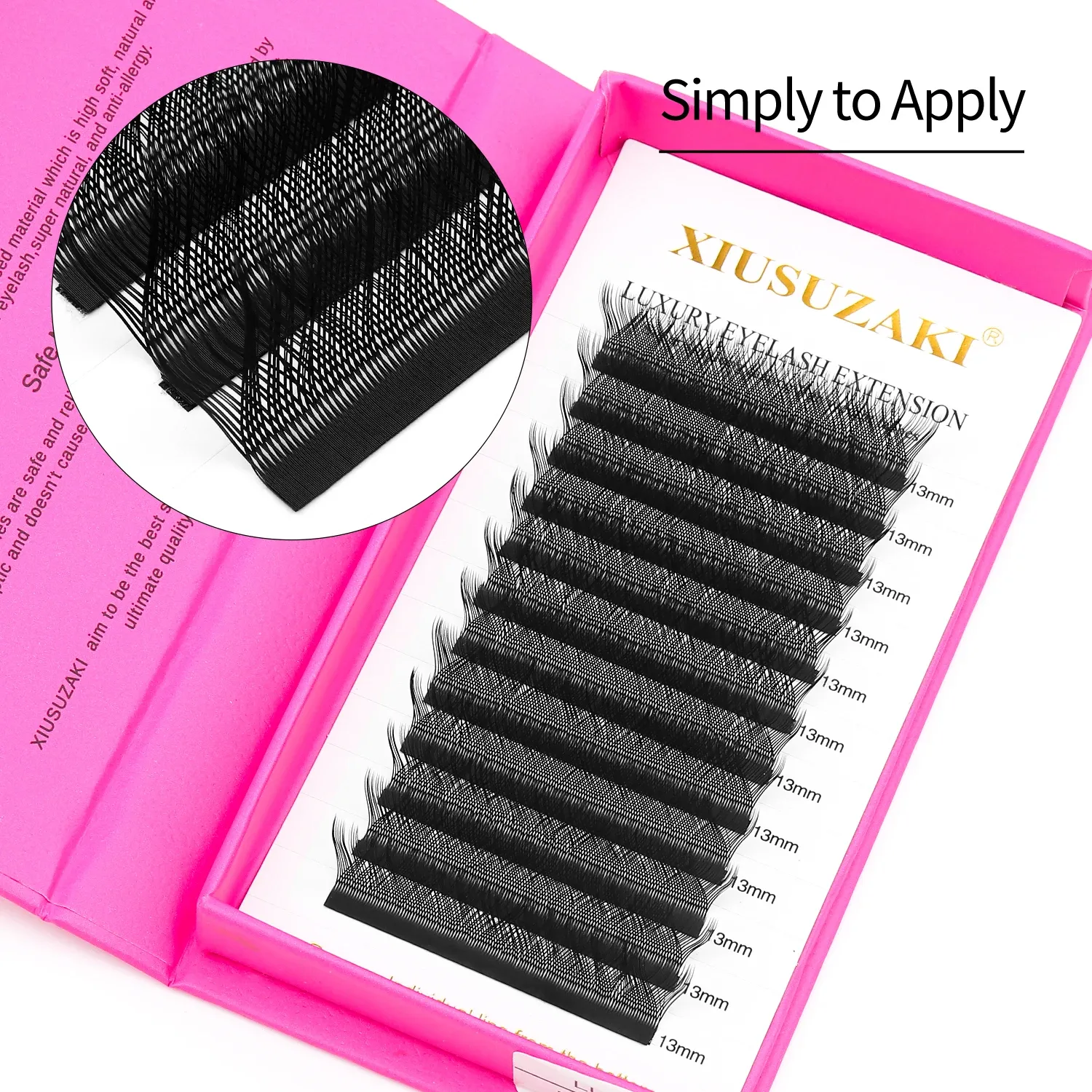 XIUSUZAKI Cils Extensions W Curl LU/M/L, Noir mat, Cils en forme de W 2D YY 3D 4D 5D, Éventails de volume préfabriqués, Faux cils individuels 3