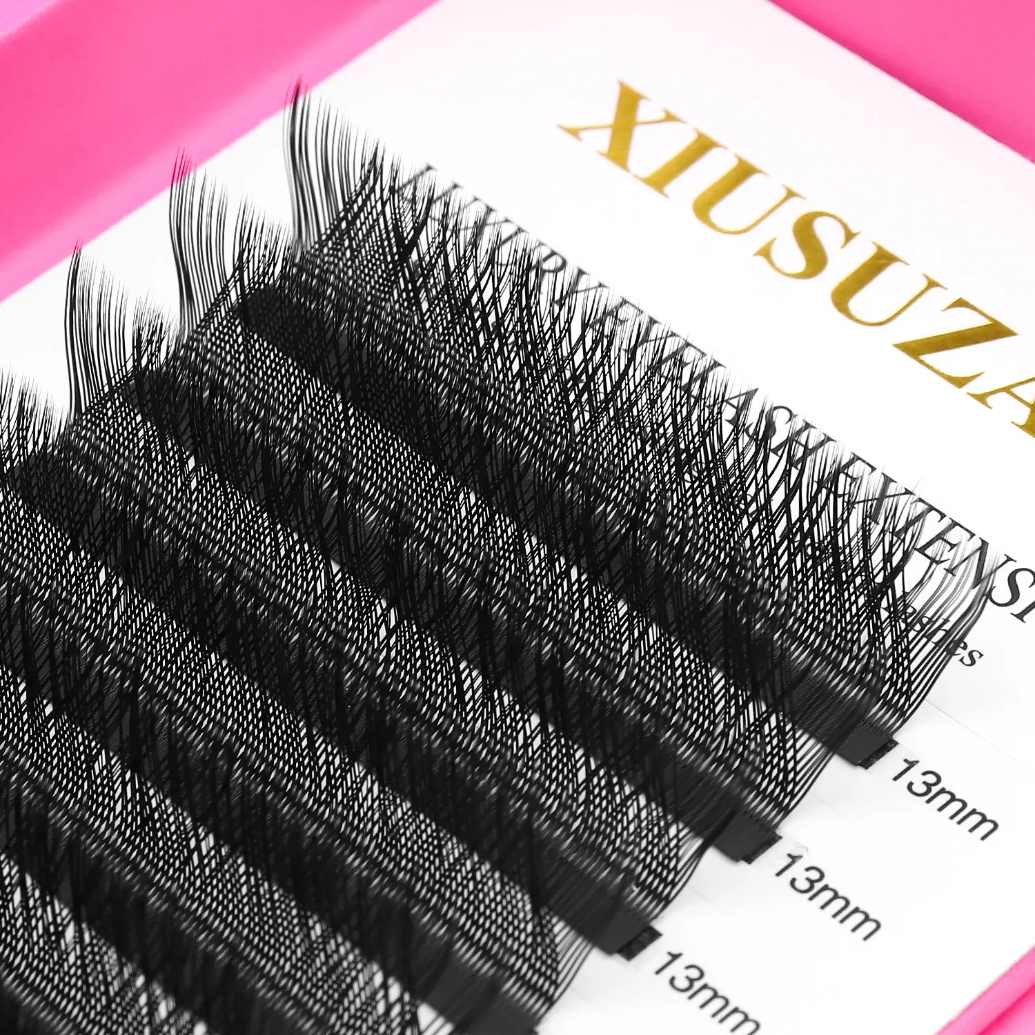 XIUSUZAKI Cils Extensions W Curl LU/M/L, Noir mat, Cils en forme de W 2D YY 3D 4D 5D, Éventails de volume préfabriqués, Faux cils individuels 2