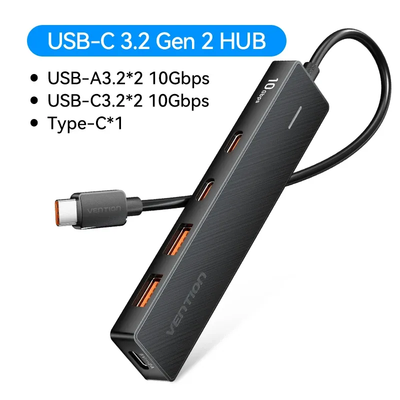 Hub USB Vention 4 ports ABS USB 3.2 10 Gbps, adaptateur multi-répartiteur pour ordinateur portable 8