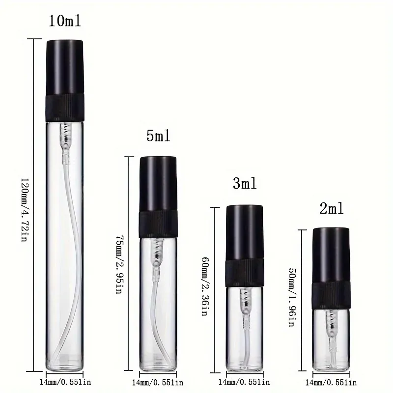 30 flacons pulvérisateurs en verre 2 ml, 3 ml, 5 ml et 10 ml, avec 4 accessoires : entonnoir, dispositif de distribution, paille et seringue 3