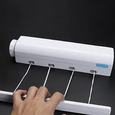 Corde à linge rétractable murale pour intérieur, invisible, idéale pour la salle de bain 7