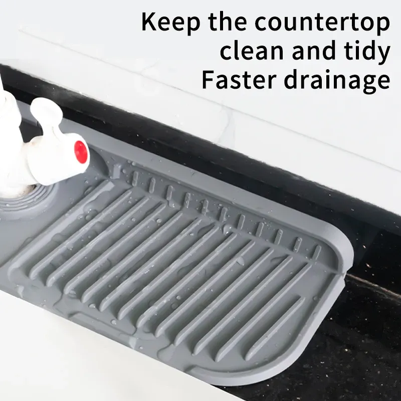 Tapis de robinet de cuisine en silicone, protège-évier anti-éclaboussures 3