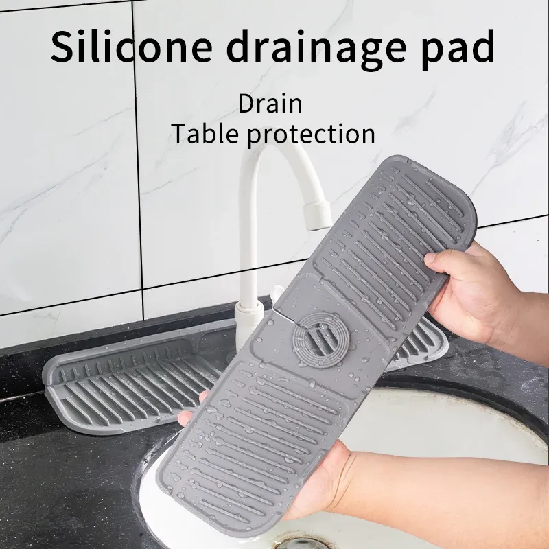 Tapis de robinet de cuisine en silicone, protège-évier anti-éclaboussures 2