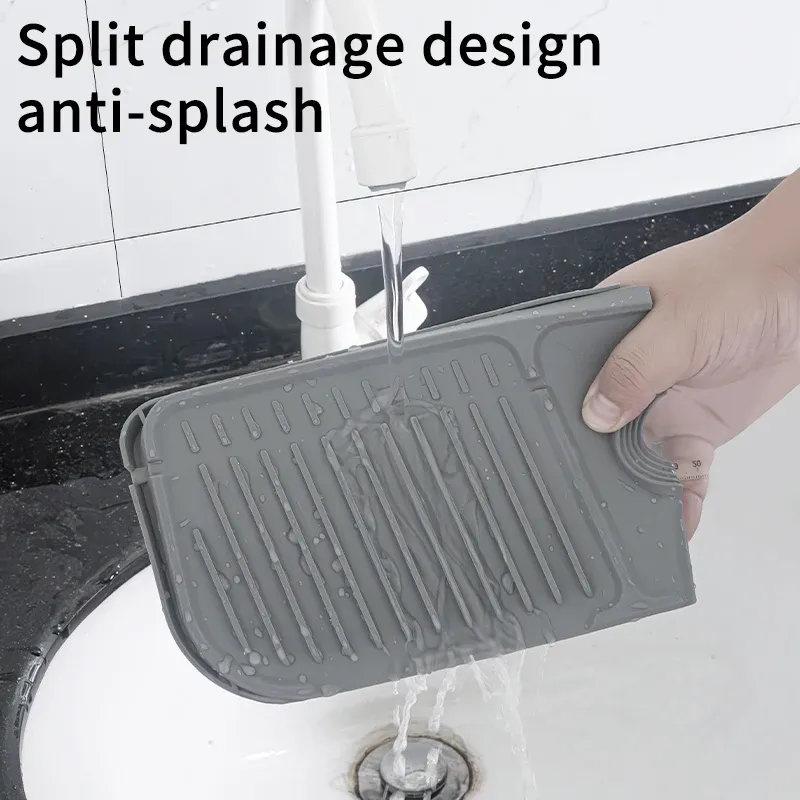 Tapis de robinet de cuisine en silicone, protège-évier anti-éclaboussures 4