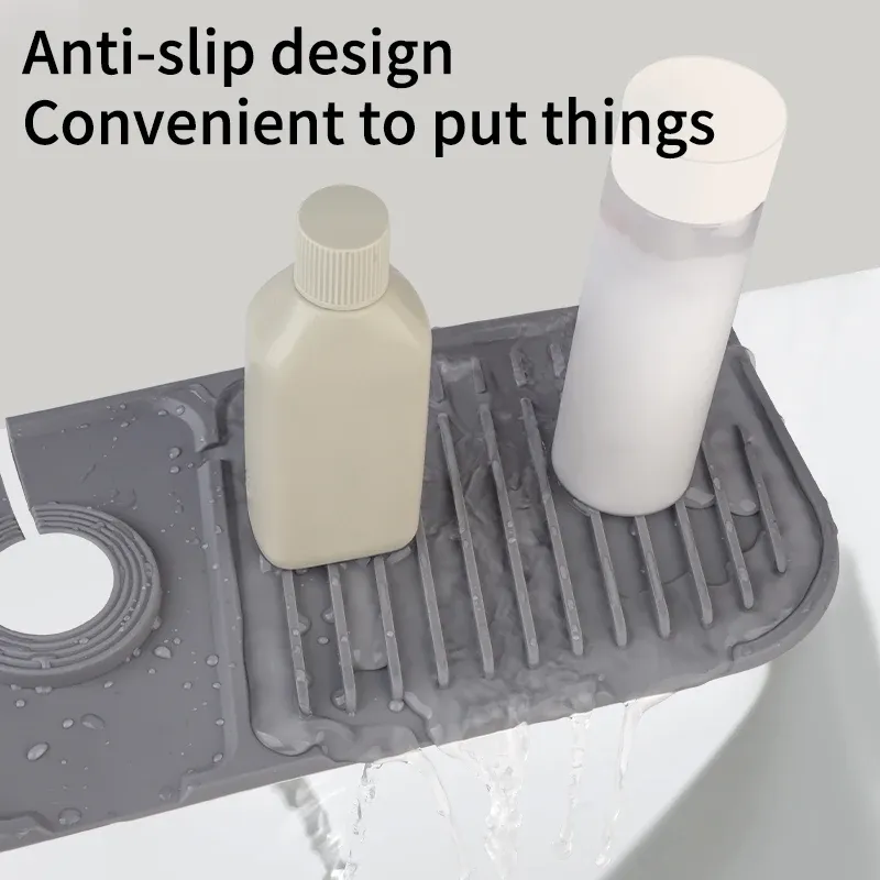 Tapis de robinet de cuisine en silicone, protège-évier anti-éclaboussures 5