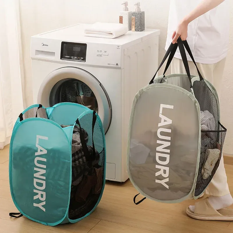 Panier à linge pliable extra large, organisateur de rangement épais et résistant pour salle de bain, dortoir et placard 2