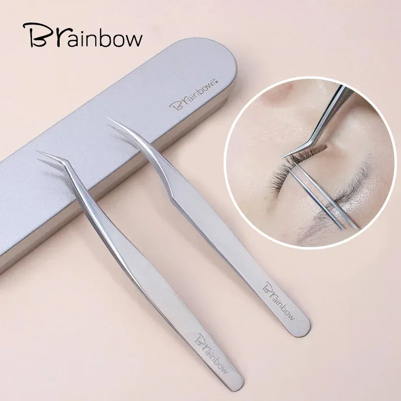 Pince à cils Brainbow de précision professionnelle, pour la pose d'extensions de cils fines, antistatique, à fermeture parfaite, 1 pièce / 2 pièces - Image 1