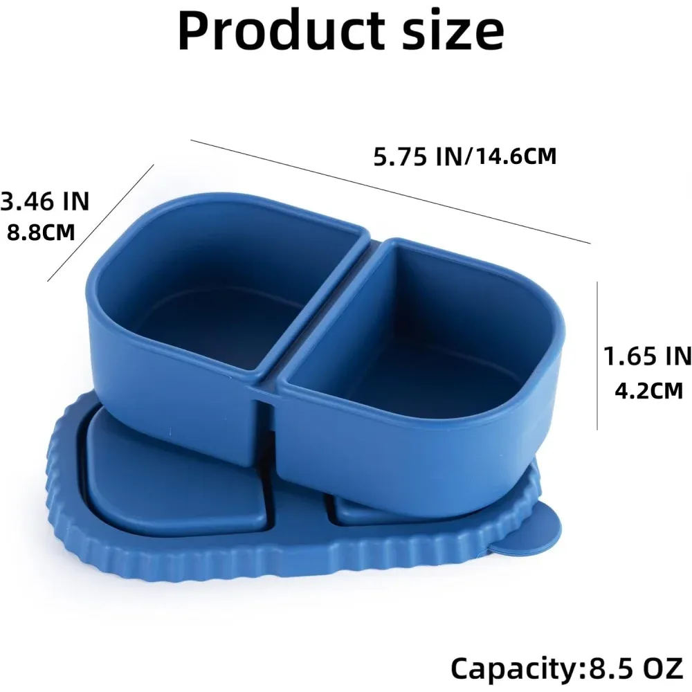 Boîte à collation en silicone à double compartiment, vue d'ensemble