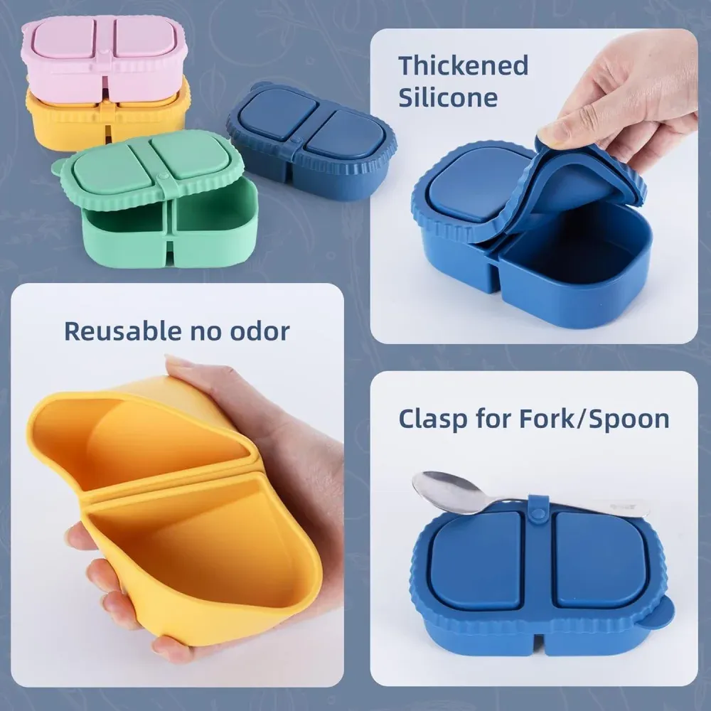 Boîte à collation en silicone, compartiment de sauce