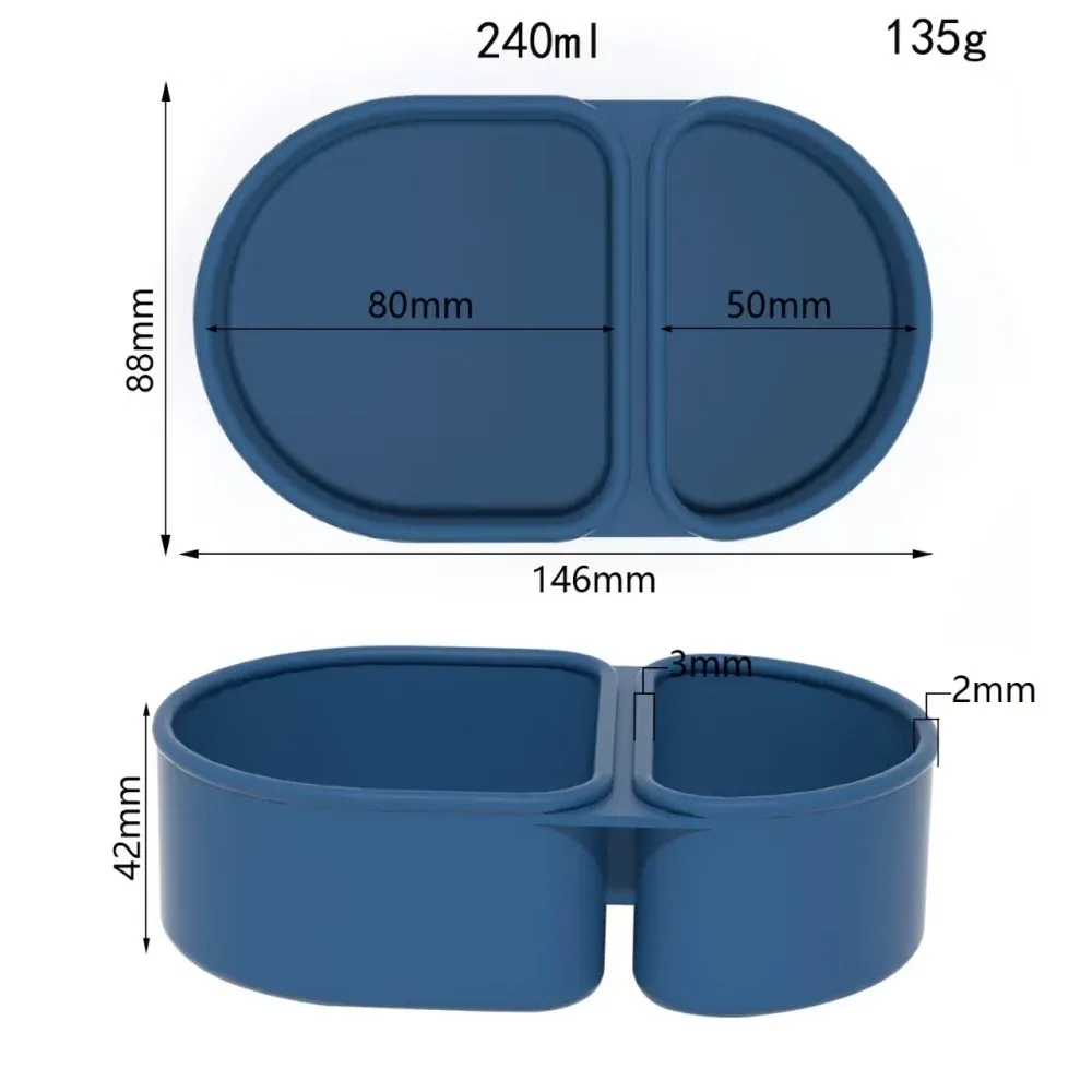Boîte à collation en silicone réutilisable à double compartiment, avec pot à sauce étanche, idéale pour le pique-nique et le bureau 10