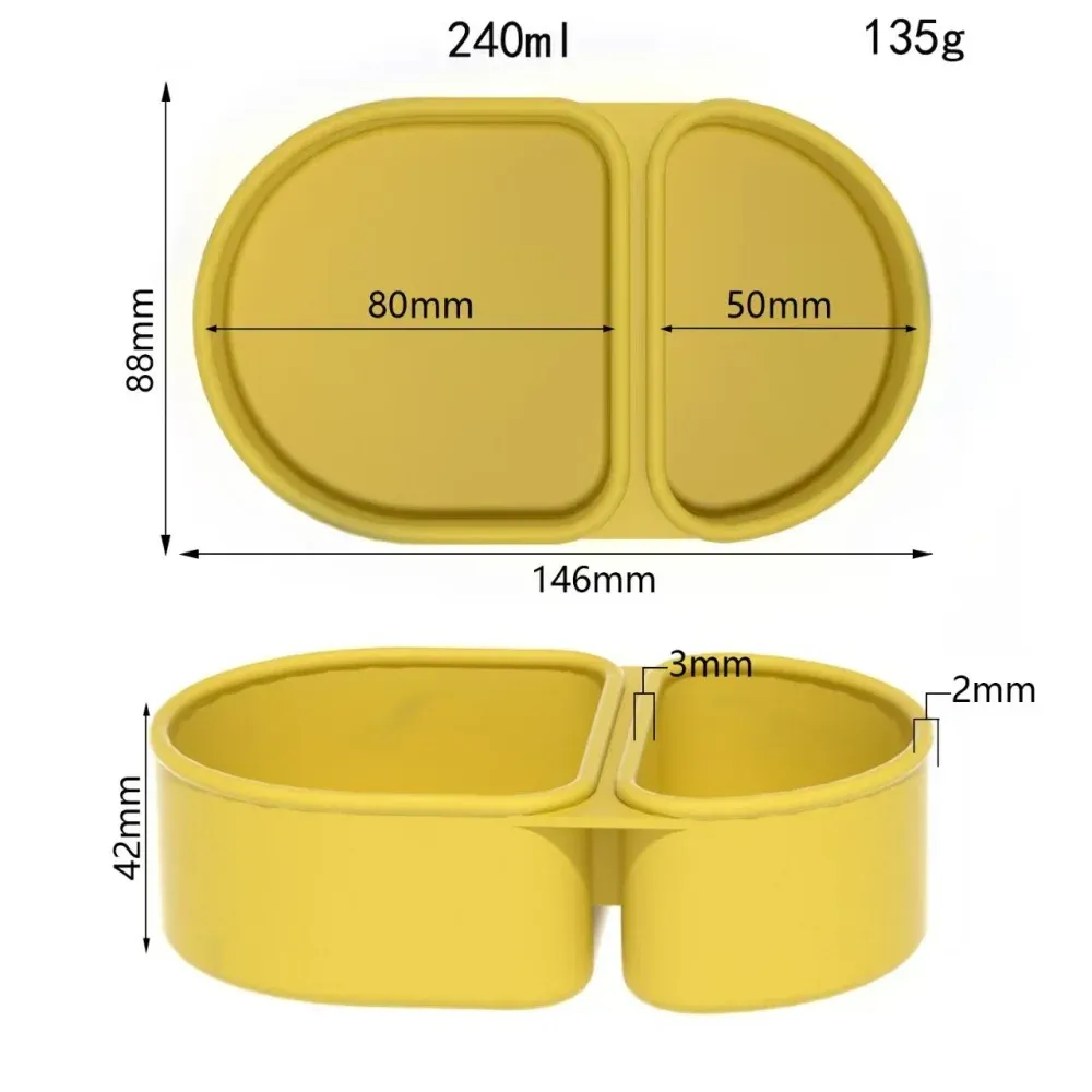 Boîte à collation en silicone réutilisable à double compartiment, avec pot à sauce étanche, idéale pour le pique-nique et le bureau 9