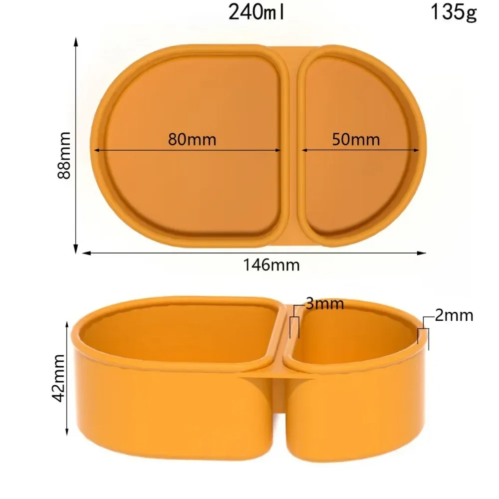 Boîte à collation en silicone réutilisable à double compartiment, avec pot à sauce étanche, idéale pour le pique-nique et le bureau 7