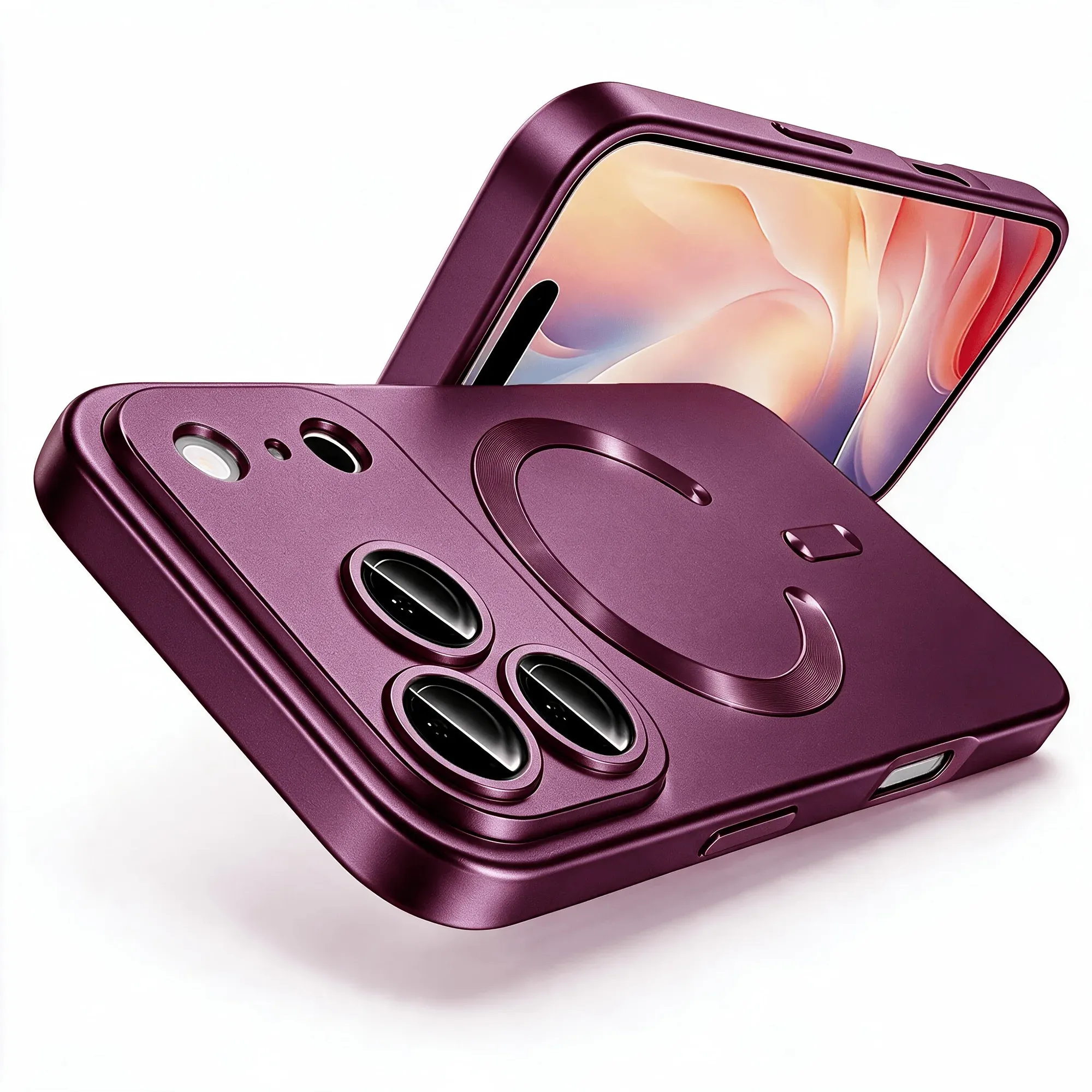 Coque de charge sans fil magnétique MagSafe pour iPhone 18, 17, 16, 15, 14 et 13, avec protection d'objectif en verre et silicone 7