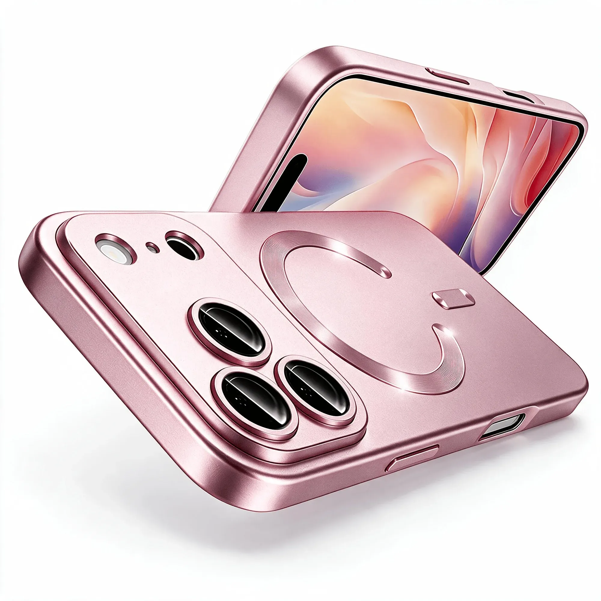 Coque de charge sans fil magnétique MagSafe pour iPhone 18, 17, 16, 15, 14 et 13, avec protection d'objectif en verre et silicone 10