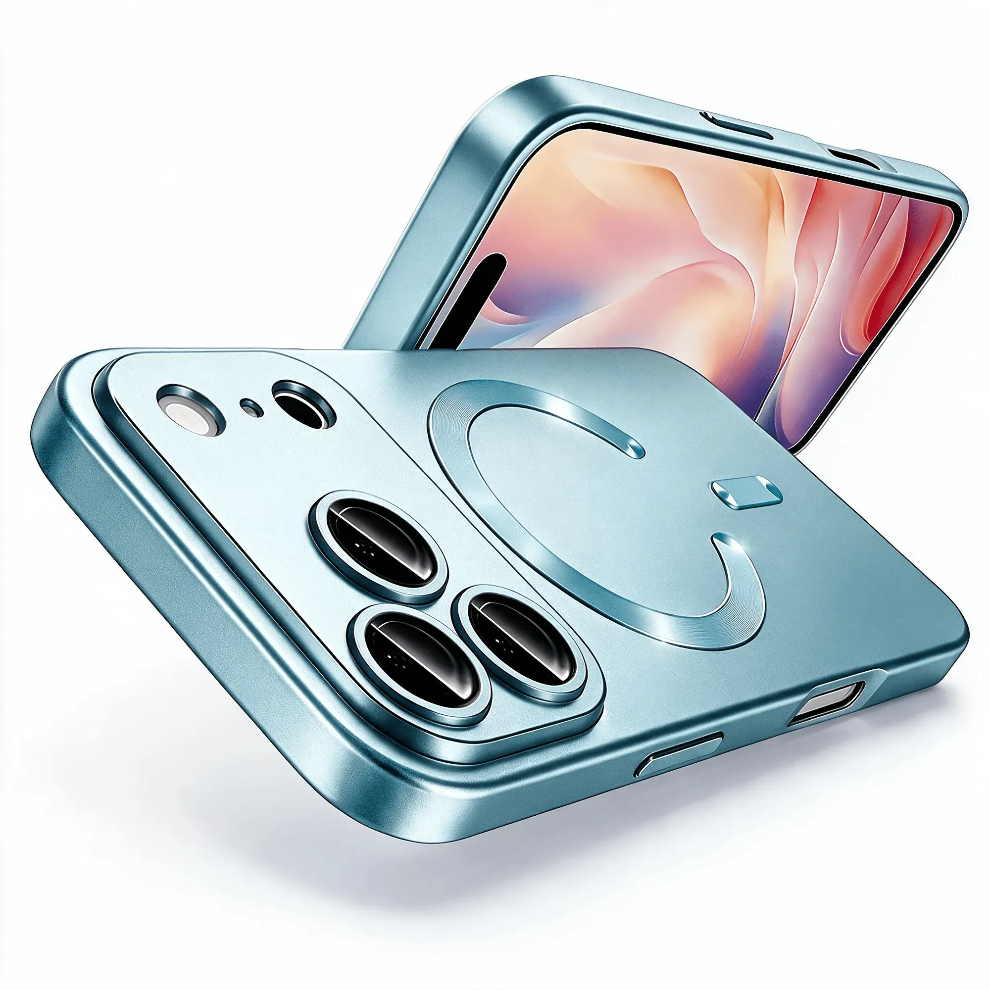 Coque de charge sans fil magnétique MagSafe pour iPhone 18, 17, 16, 15, 14 et 13, avec protection d'objectif en verre et silicone 12