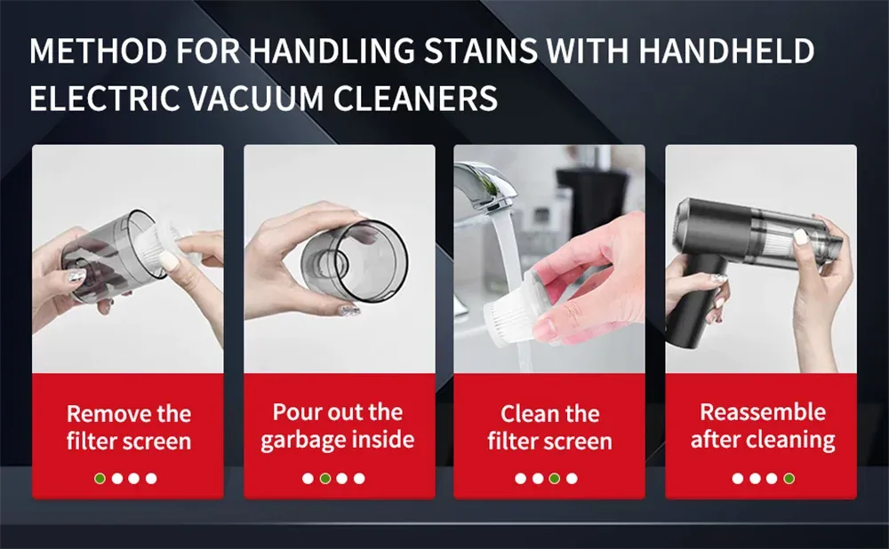 Détail de l'aspirateur à main sans fil