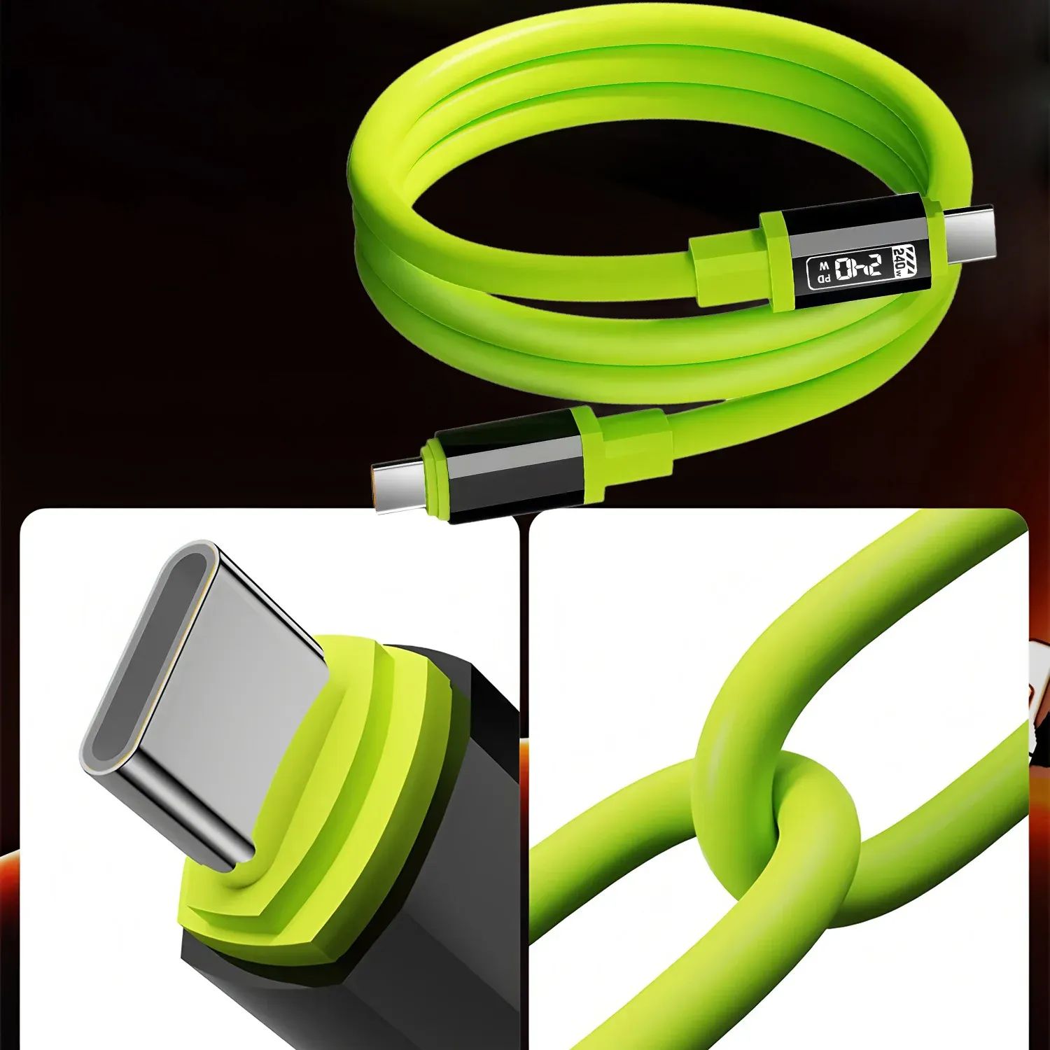 Détail de la gaine tressée du câble USB-C