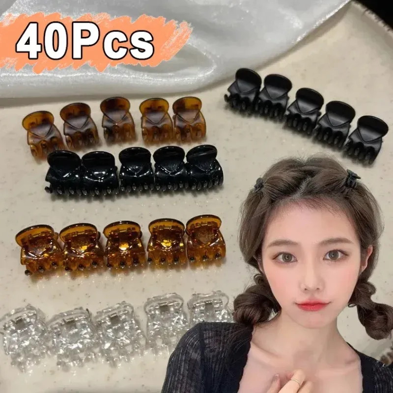 Lot de 10 à 40 mini pinces à cheveux en plastique noir pour femmes et enfants - Image 1