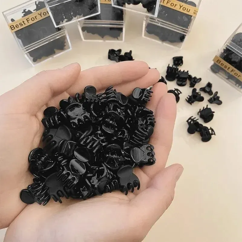 Lot de 10 à 40 mini pinces à cheveux en plastique noir pour femmes et enfants 5