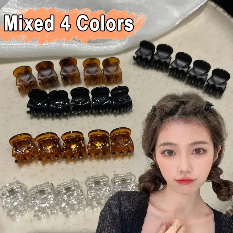 Lot de 10 à 40 mini pinces à cheveux en plastique noir pour femmes et enfants 7
