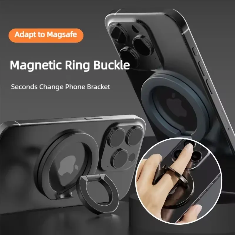 Support magnétique double face pour téléphone portable de bureau, rotatif à 360°, ultra-fin et pliable, compatible iPhone 15, 16 et 17