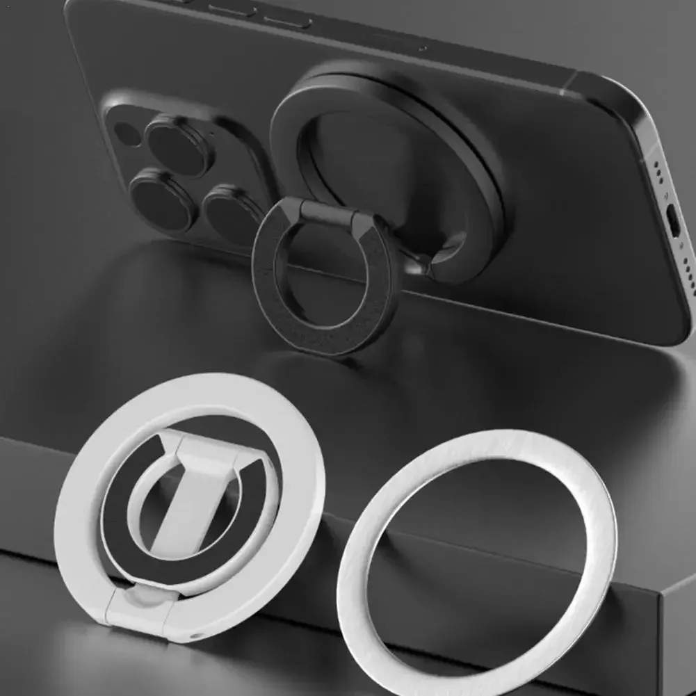 Support magnétique double face pour téléphone portable de bureau, rotatif à 360°, ultra-fin et pliable, compatible iPhone 15, 16 et 17 2