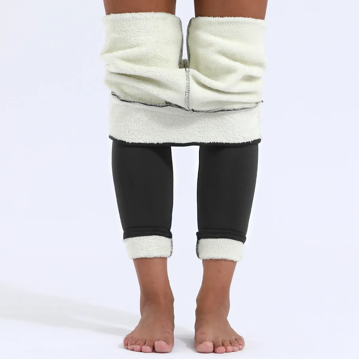 Legging taille haute sans couture doublé polaire pour femme, thermique et isolant, idéal pour l'hiver 2