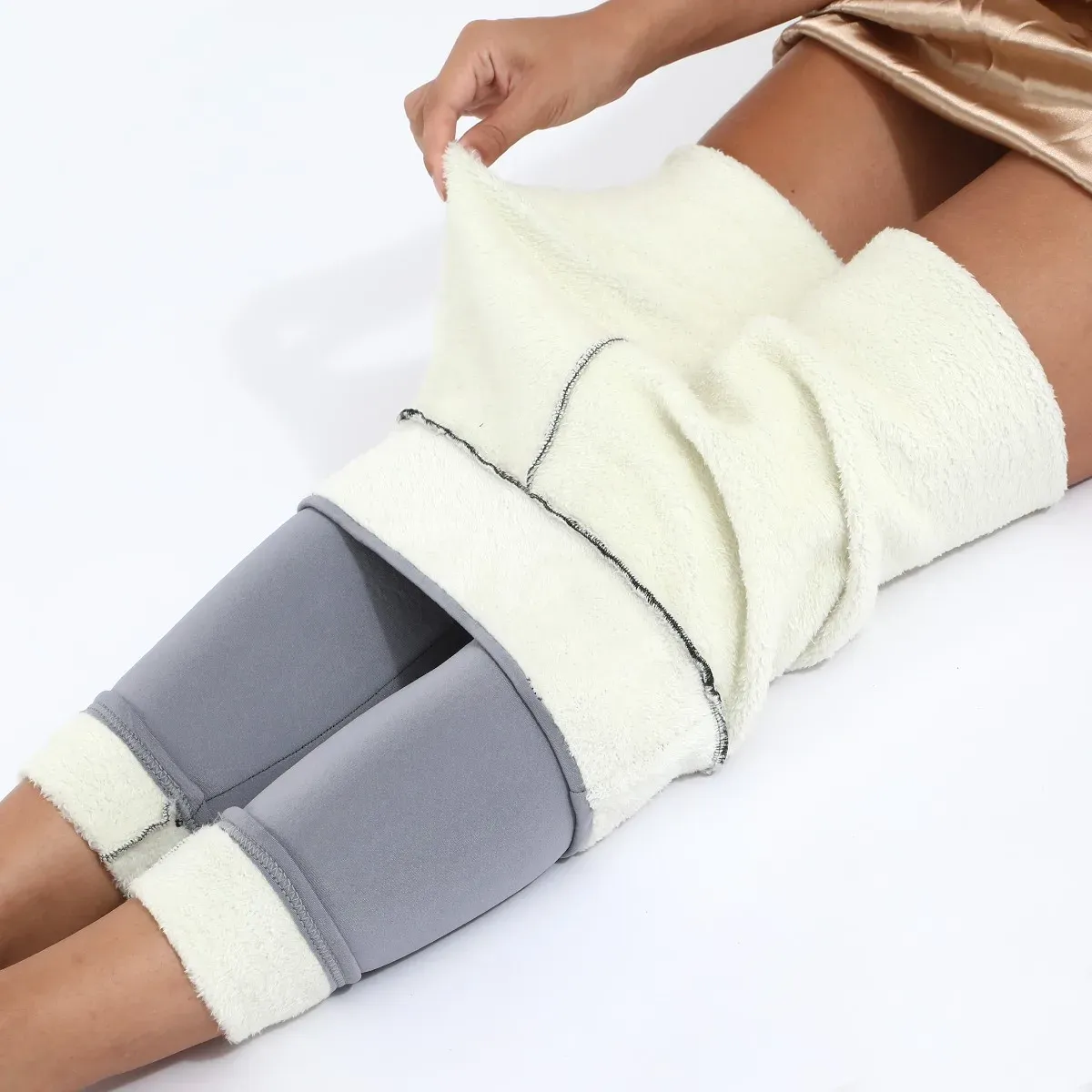 Legging taille haute sans couture doublé polaire pour femme, thermique et isolant, idéal pour l'hiver 3
