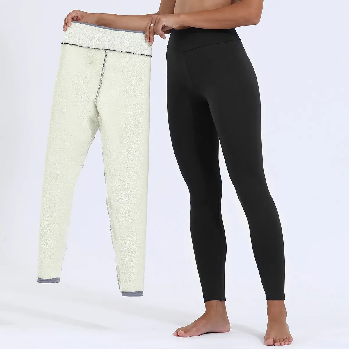 Legging taille haute sans couture doublé polaire pour femme, thermique et isolant, idéal pour l'hiver 5
