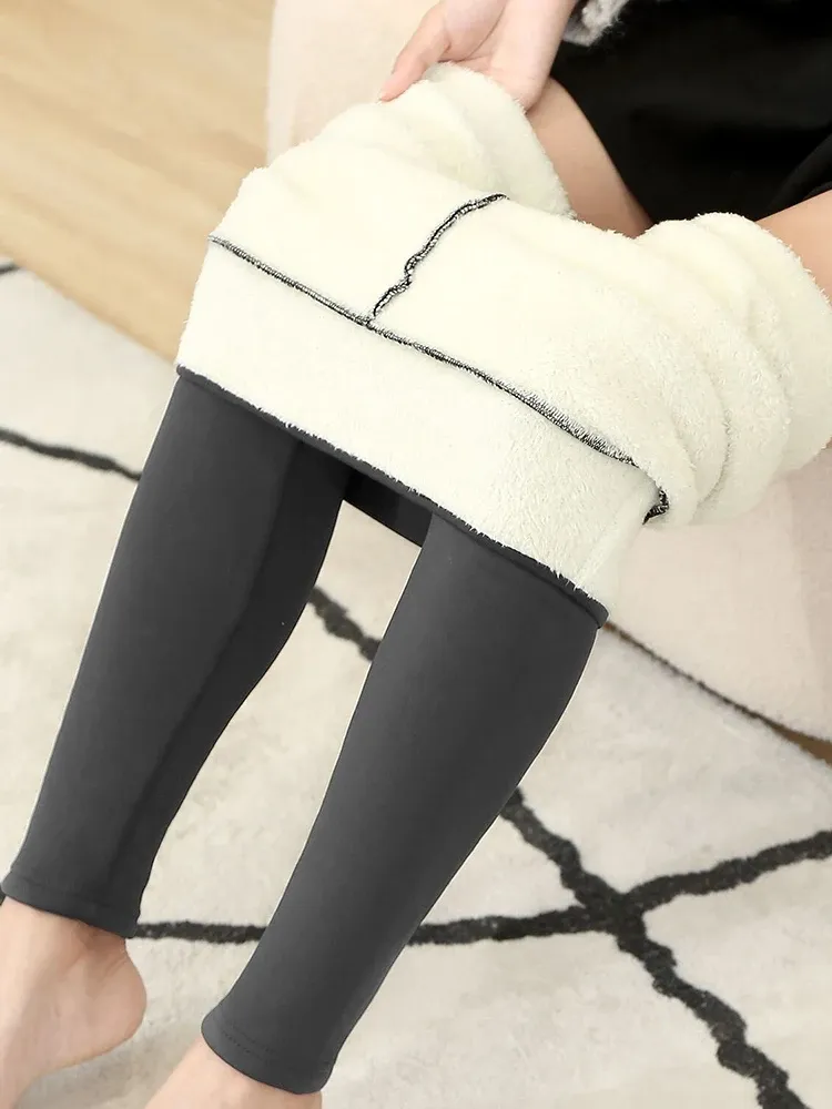 Legging taille haute sans couture doublé polaire pour femme, thermique et isolant, idéal pour l'hiver 12