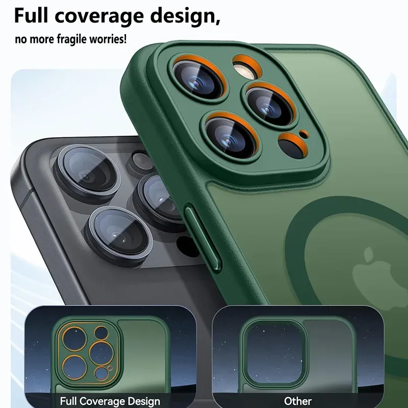 Coque de téléphone de luxe givrée, transparente et magnétique, compatible MagSafe pour iPhone 11 à 18 (Pro, Pro Max, Plus, Air) 2