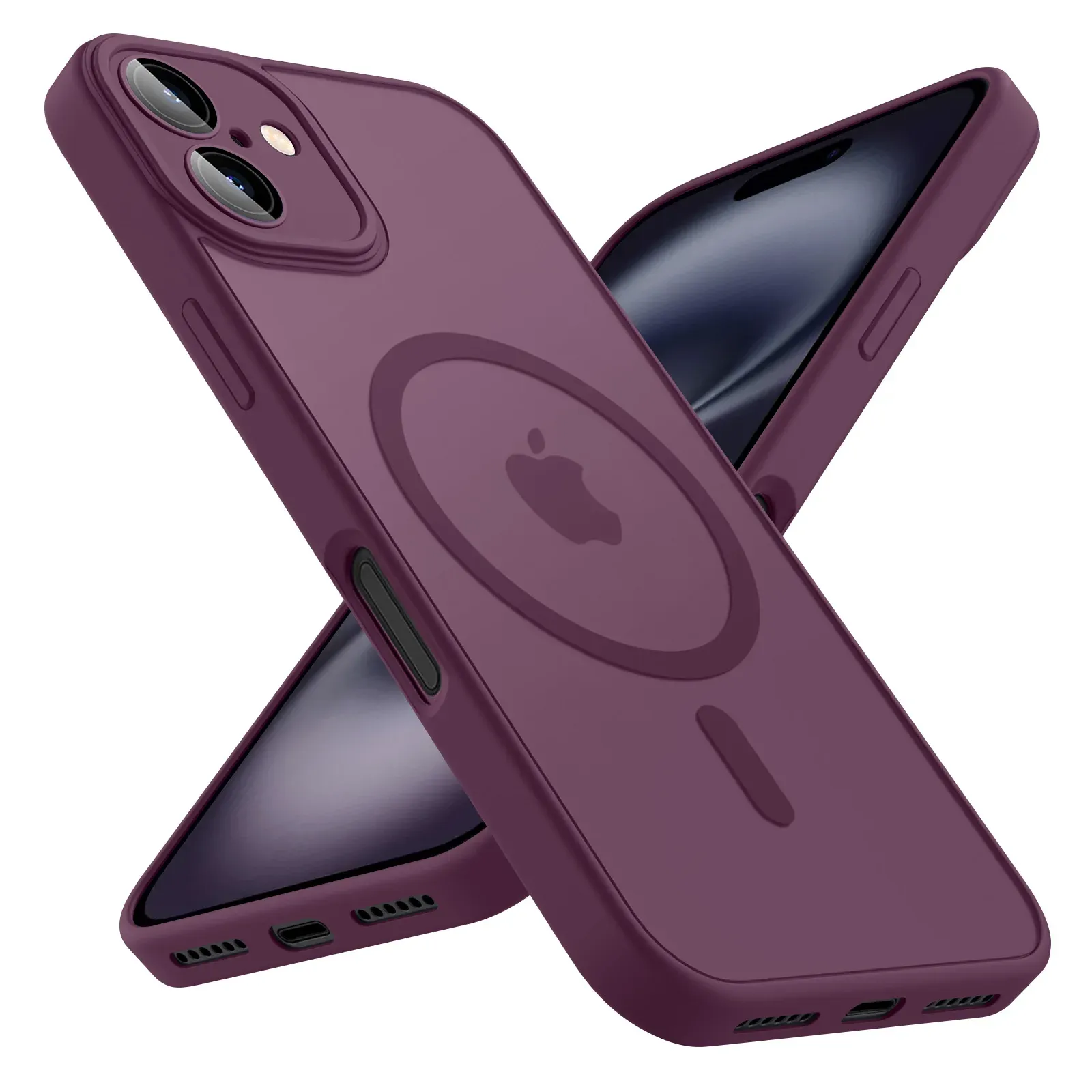 Coque de téléphone de luxe givrée, transparente et magnétique, compatible MagSafe pour iPhone 11 à 18 (Pro, Pro Max, Plus, Air) 8