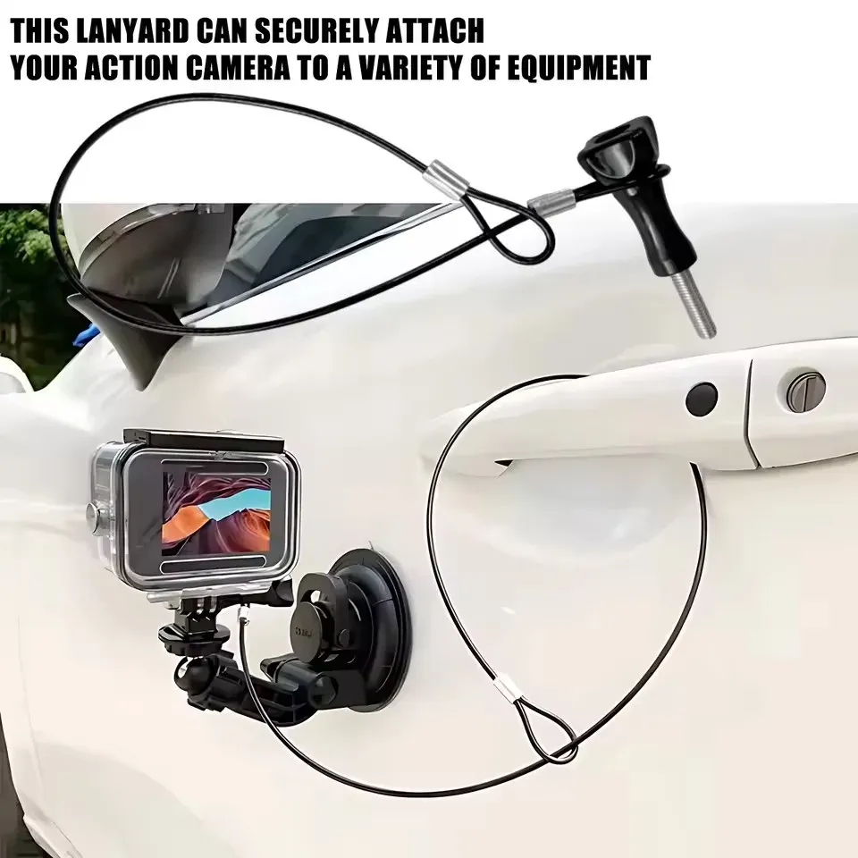 Caméra portable anti-perte avec corde de sécurité en câble d'acier inoxydable, lanière pour GoPro 13, 12, Insta360 X5, X4, X3, DJI Action 4 et Pocket 3 5