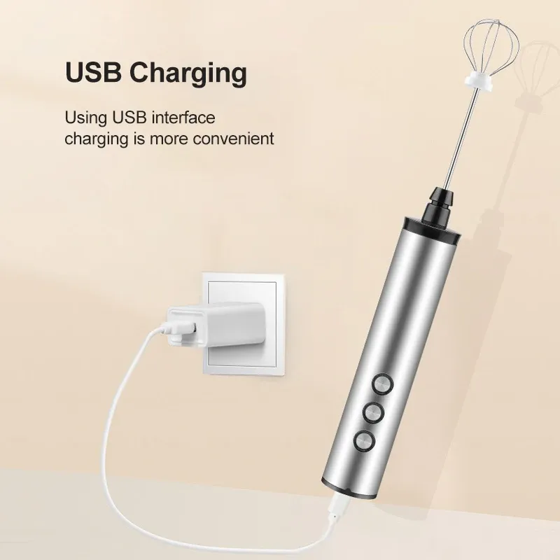 Mousseur à lait électrique portatif 3 en 1 avec mini cafetière USB et fouet mélangeur pour cappuccino 5