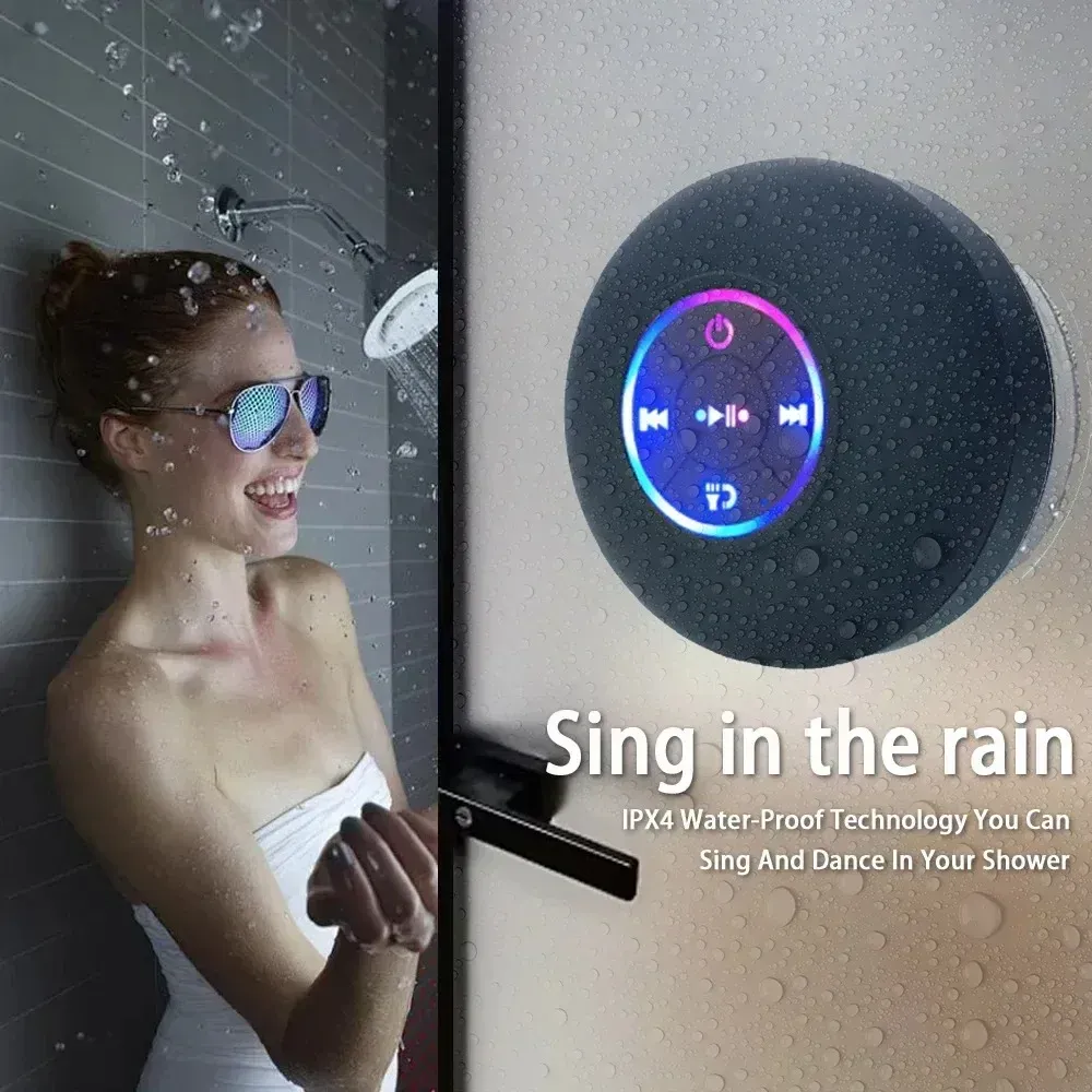 Lumière LED étanche IPX4 avec enceinte Bluetooth portable pour extérieur, fixation par grande ventouse