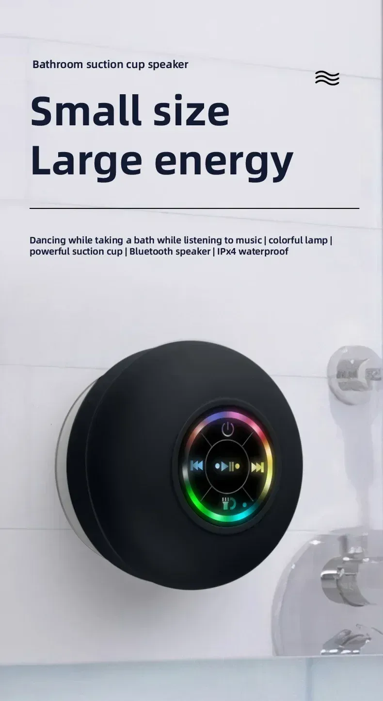Lampe LED étanche avec enceinte Bluetooth fixée par ventouse