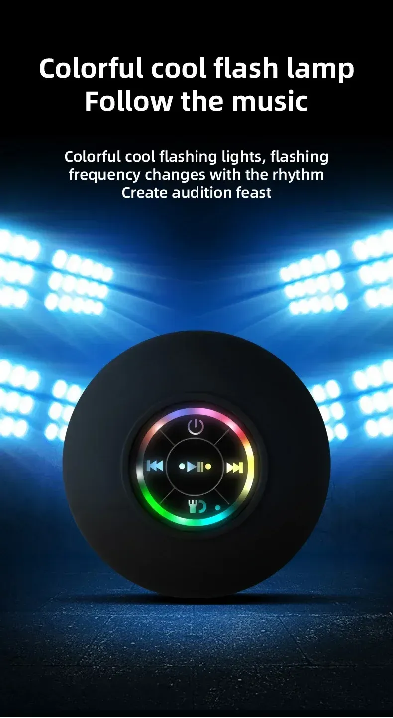 Détail du design de la lampe LED et de l'enceinte