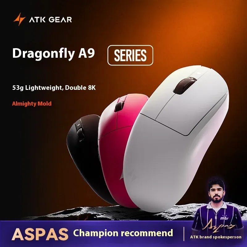 ATK A9 Souris de jeu ultra-légère sans fil tri-mode 8K, compatible A9/A9 SE/A9 Plus/A9 Pro, 53 g, idéale pour l'e-sport sur PC 2