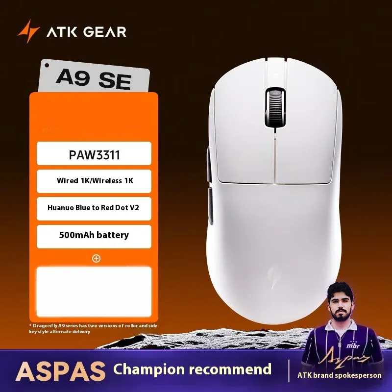 ATK A9 Souris de jeu ultra-légère sans fil tri-mode 8K, compatible A9/A9 SE/A9 Plus/A9 Pro, 53 g, idéale pour l'e-sport sur PC 8