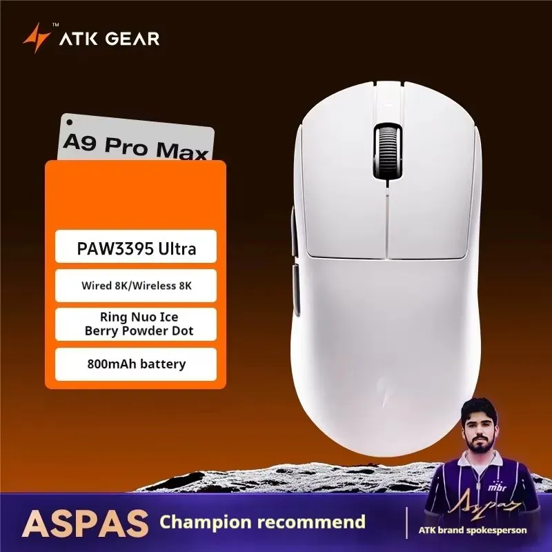ATK A9 Souris de jeu ultra-légère sans fil tri-mode 8K, compatible A9/A9 SE/A9 Plus/A9 Pro, 53 g, idéale pour l'e-sport sur PC 13